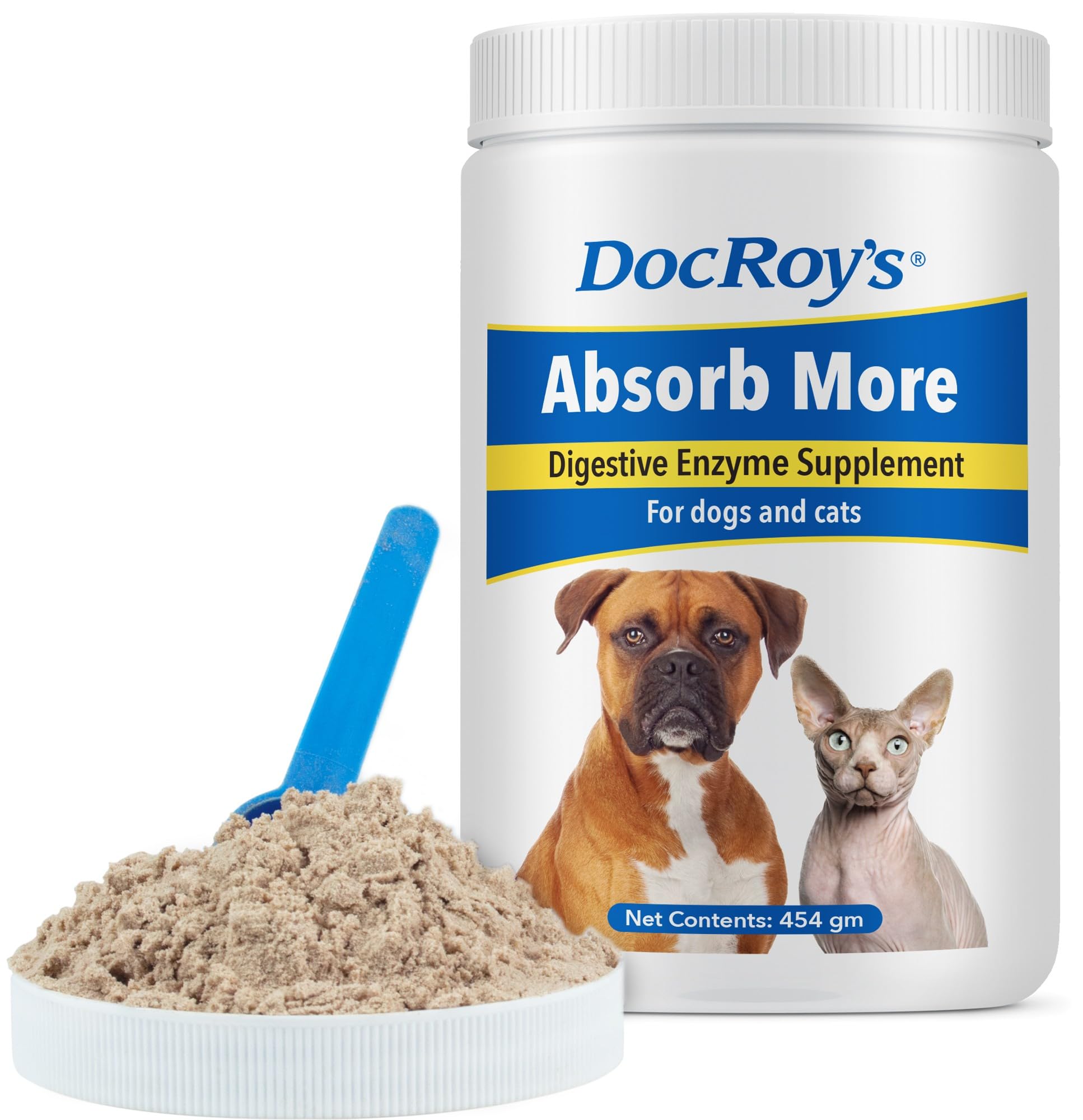 Doc Roy's Absorb More, Natural Plant Enzyme Supplement for Dogs and Cats, Supports Nutrient Digestion, Promotes Gut Health and Immune Function, Tasty