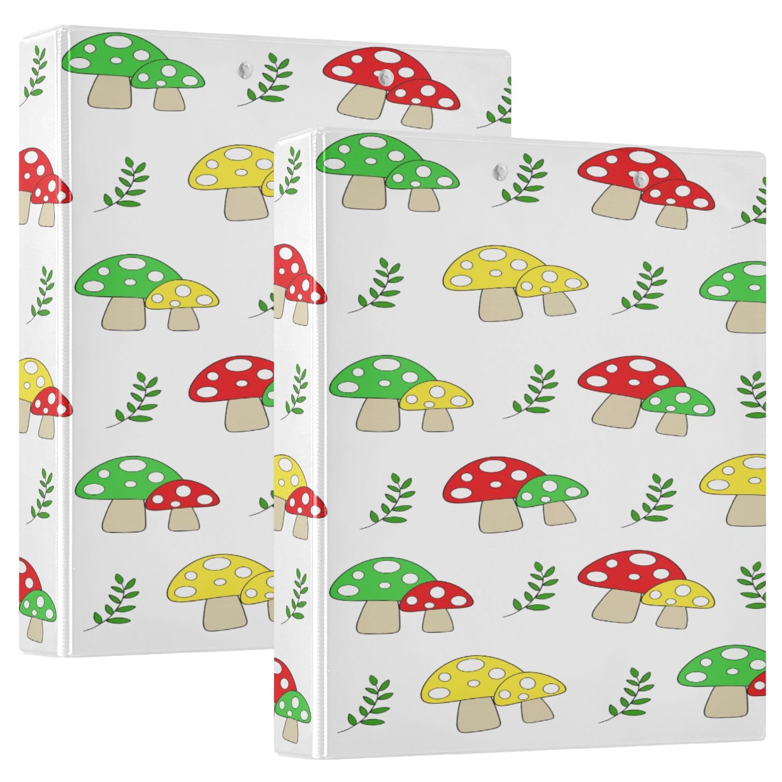Raccoglitore a 3 anelli rotondi impermeabile con portablocco, in PVC, trasparente, formato A4, versatile, 200 fogli, per ufficio, scuola, casa, organizzazione ricette, motivo: funghi