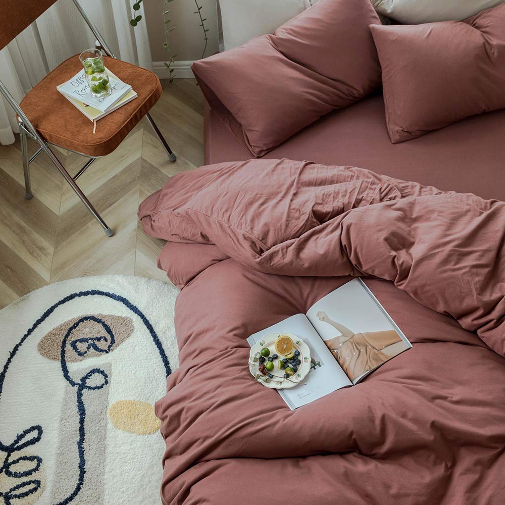 AMWAN Double XL Bedding Set Single Style Rustic Bohemian Soft Cotton Jersey Knit Bedding Set Includes 1 Duvet Cover and 2 Pillow Cases - Image 3