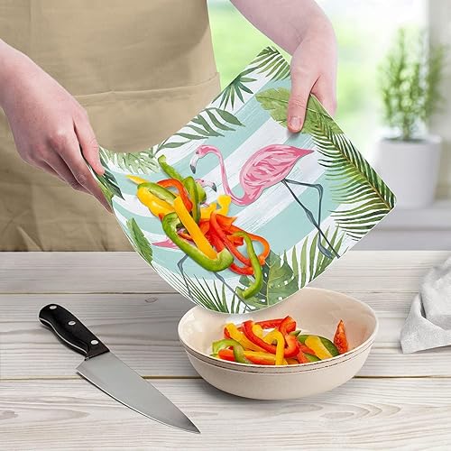 Miniatura 2 de Cut N' Funnel Flamingos & Stripes - Tapete de plástico flexible para tabla de cortar, 15 x 11.5 pulgadas, fabricado en los Estados Unidos,