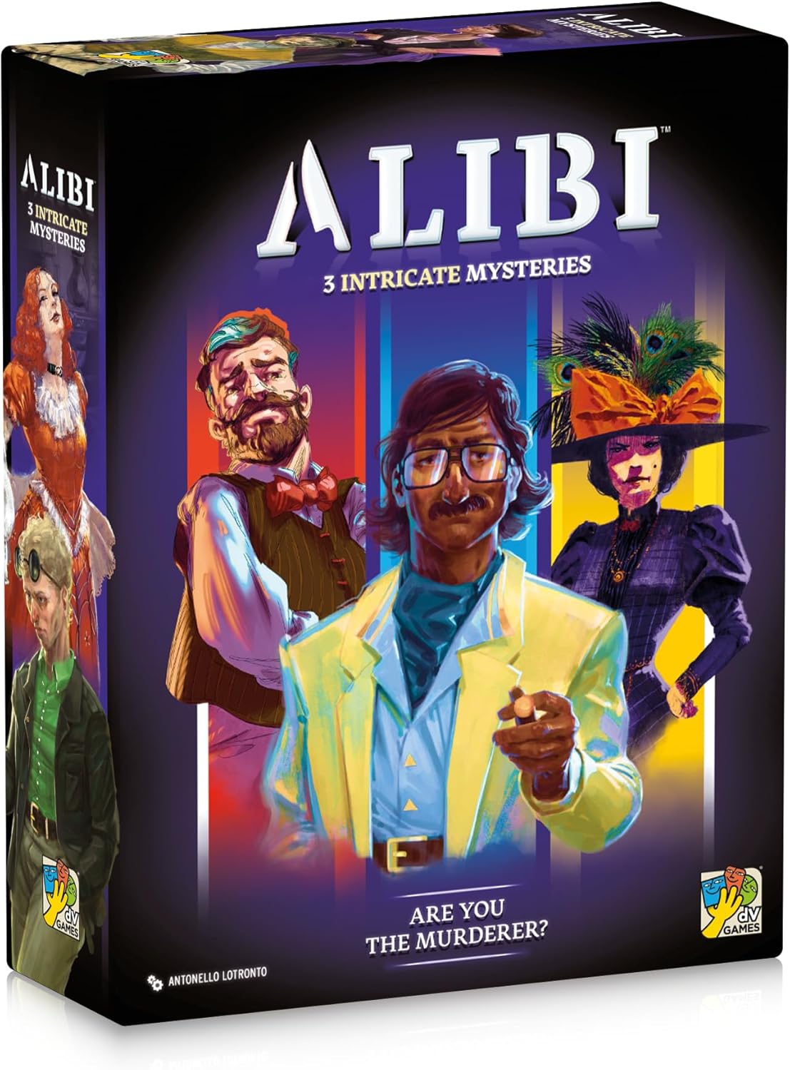 Alibi by DV Games – Murder Mystery- Roleplaying Deduction Boardgame- Great Game for Family Night, Birthday- Party Game- Kids 14+ and Adults, 5-6 Players. One Hour Playtime. Character Driven Story