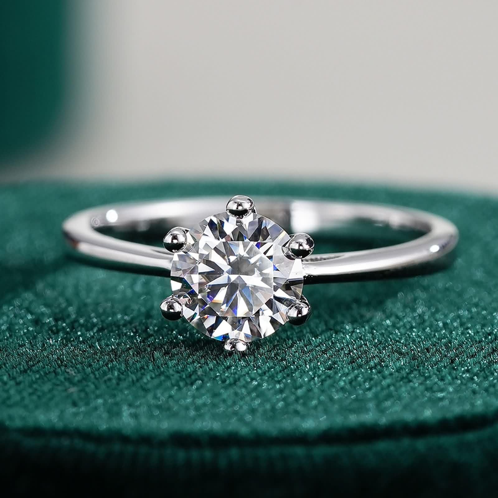 Anillo solitario de oro blanco de 9 K/14 K/18 K, 6 garras, anillo de compromiso con moissanita, oro auténtico, joyas de oro real, alianzas Au 375/585/750, oro blanco, talla 47-65