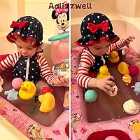 Vista 83 de Aalizzwell Traje de baño de una pieza de manga larga con sombrero para bebé niña Sirena cian