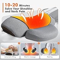 Vista 2 de Almohada masajeadora de cuello 3 en 1, masajeador de tracción con masaje de compresión caliente, almohada de masaje joroba de cuello con cable extra