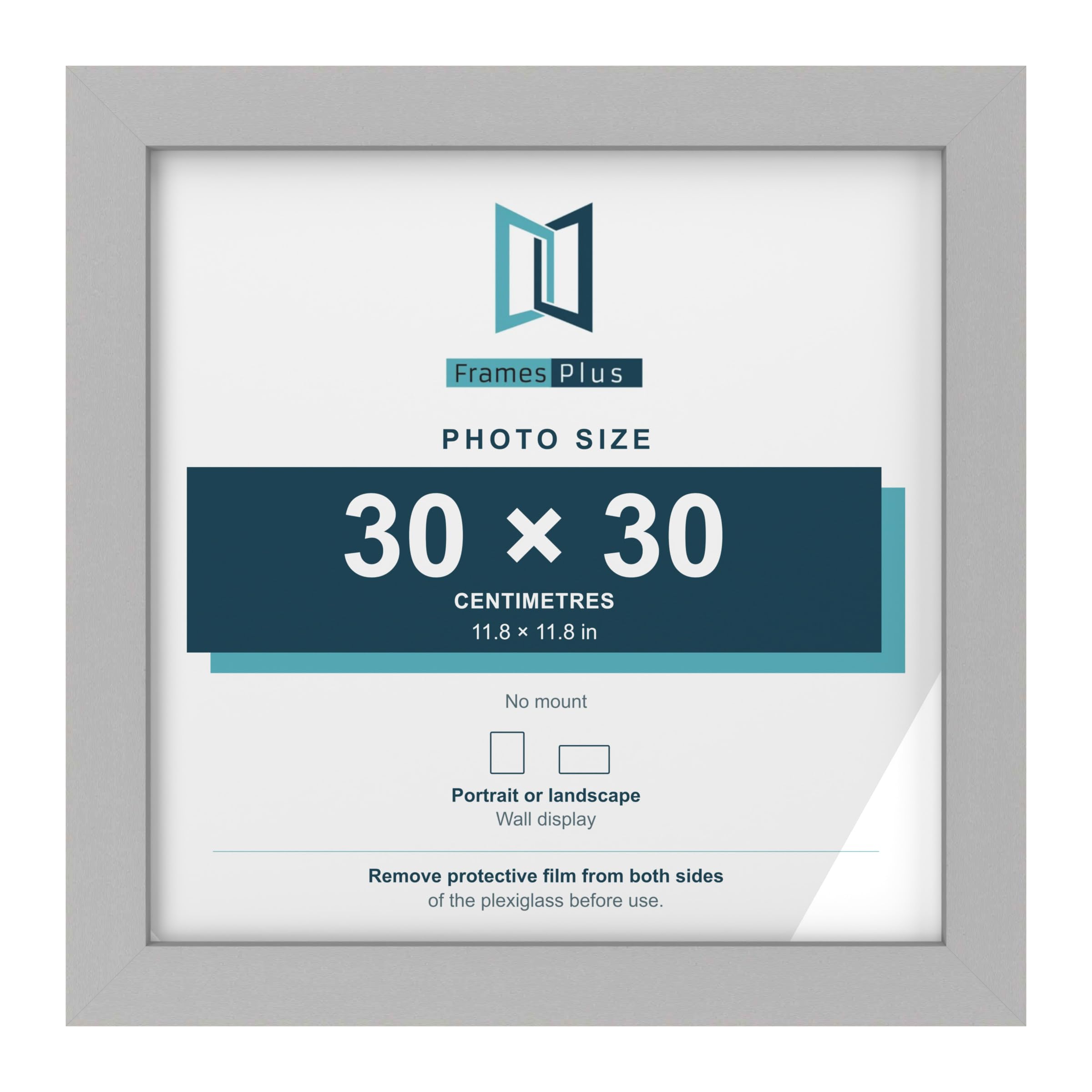 FramesPlus 30x30cm Square Picture Frame, Light Grey, Modern Photo Frame — image 1