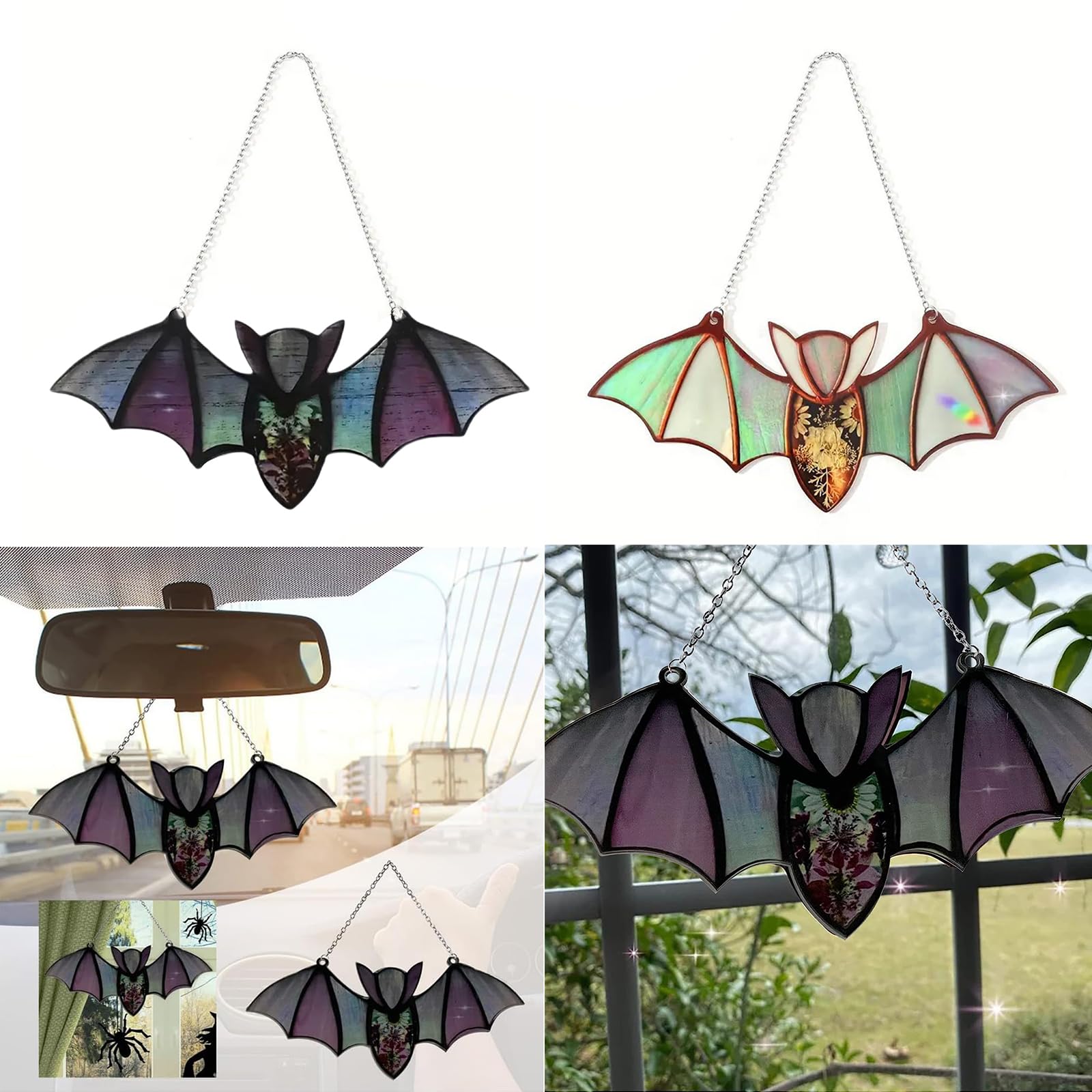 Fledermaus Buntglas-Fensterbehang – Sonnenfänger Für Fenster, 15,2cm, Mit Saugnapf, Gothic-Deko, Geschenk Für Fledermaus-Liebhaber