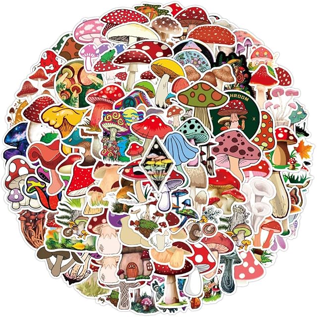100pcs Mushroom Stickers,Lovely Plants Stickers for Water Bottle, Laptop,Car,Phone,Journaling,DIY Craft Cute Nature Theme Decals for Kids Adult