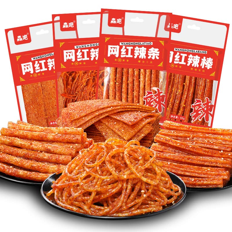 Hunan Handmade Latiao Spicy Strips 92g/bag, Chinese Specialties, Childhood Nostalgia Snack Gift, Instant Spicy Slices Gluten Spicy Sticks, Net Celebrity Spicy Snacks (Hot Slice,1 bag)