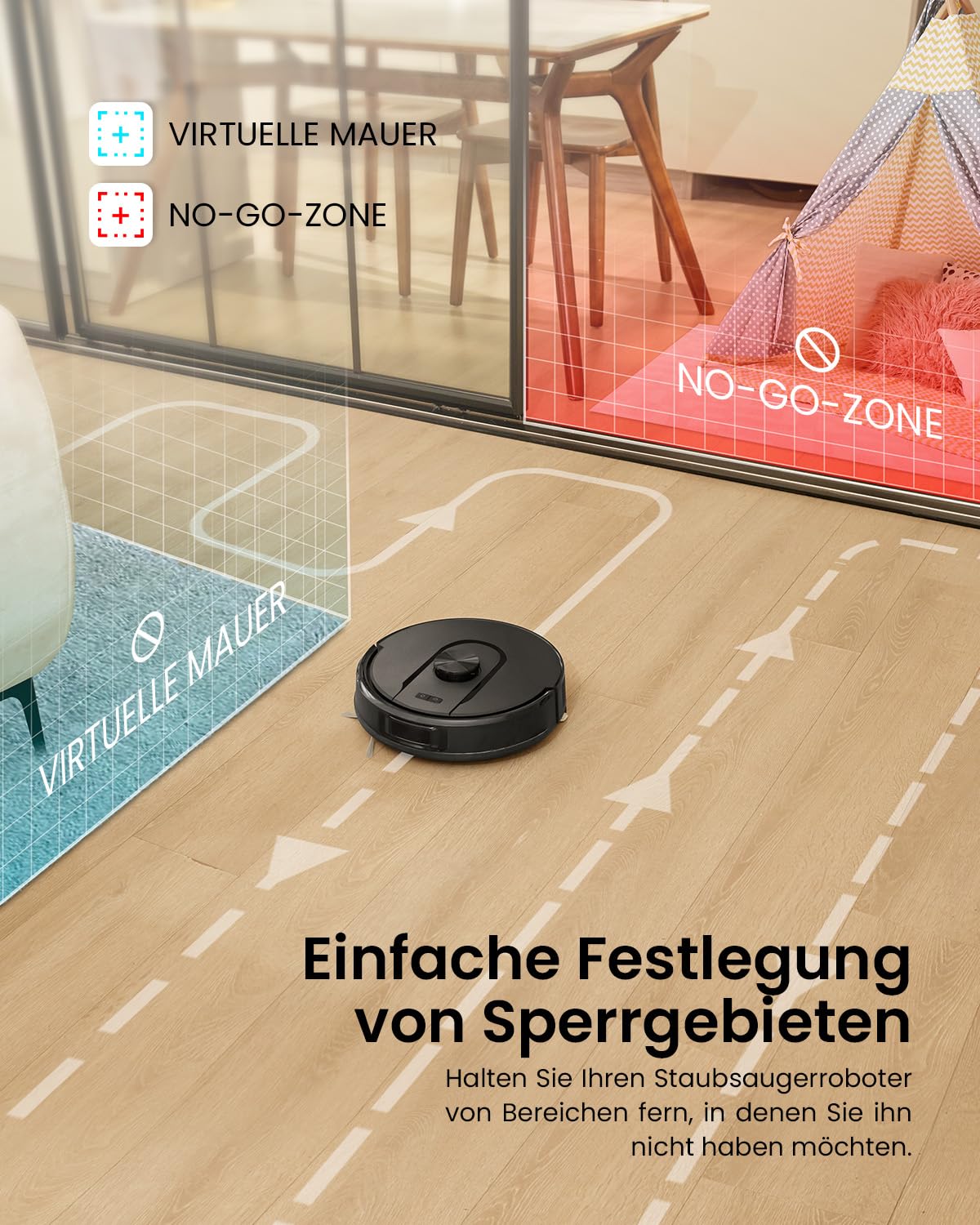 Vexilar W11 Saugroboter mit Wischfunktion, Saugroboter mit LiDAR Navigation, Staubsauger Roboter mit 5000Pa Starke Saugkraft, Roboterstaubsauger mit Lang Laufzeit, WiFi, ideal für Teppich
