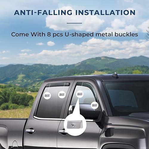 Miniatura 5 de ISSAUTO - Protectores de lluvia para ventanas en canal compatibles con Silverado Sierra 1500 07-14 Silverado Sierra 2500 3500 07-13 Avalanche 07-14