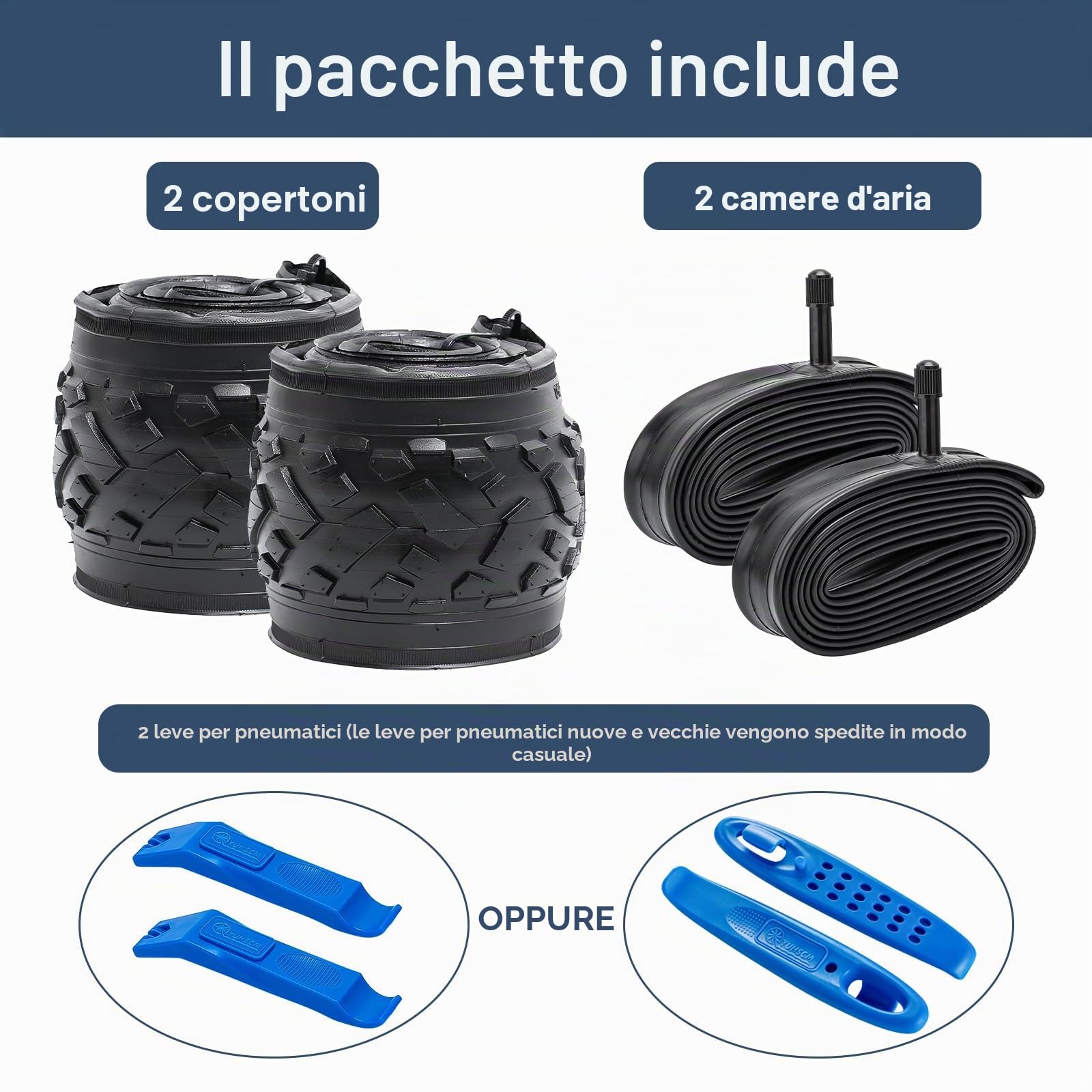 YUNSCM 2-PCS 26 pollici Montagna bicicletta pneumatici 26x2.0/50-559 and 26 pollici bicicletta camera d'aria Schrader Valve Compatible with 26x1.95 26x2.0 26x2.10 (P-1062)