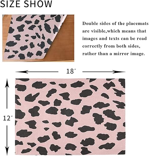 Miniatura 8 de Personalizado estampado de leopardo bebé placemat placa arpillera manteles individuales tela lavable 6 piezas 12 x 18 manteles redondos para mesa