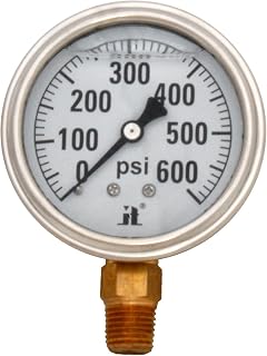 Zenport LPG600 Zen-Tek Glycerin Liquid Filled Pressure Gauge, 600 PSI, Box of 10