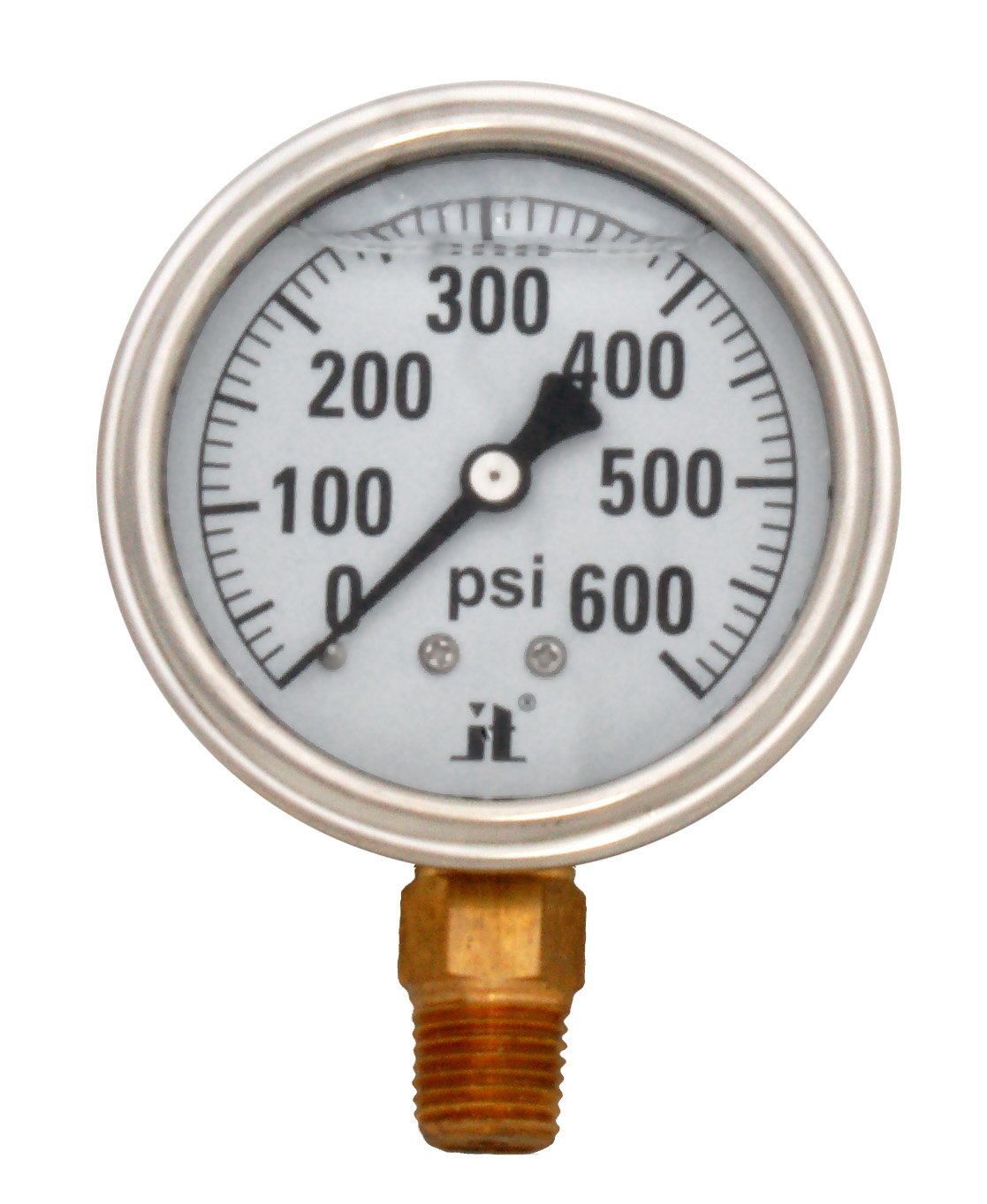 ZenportLPG600 Zen-Tek Glycerin Liquid Filled Pressure Gauge, 600 PSI, Box of 10