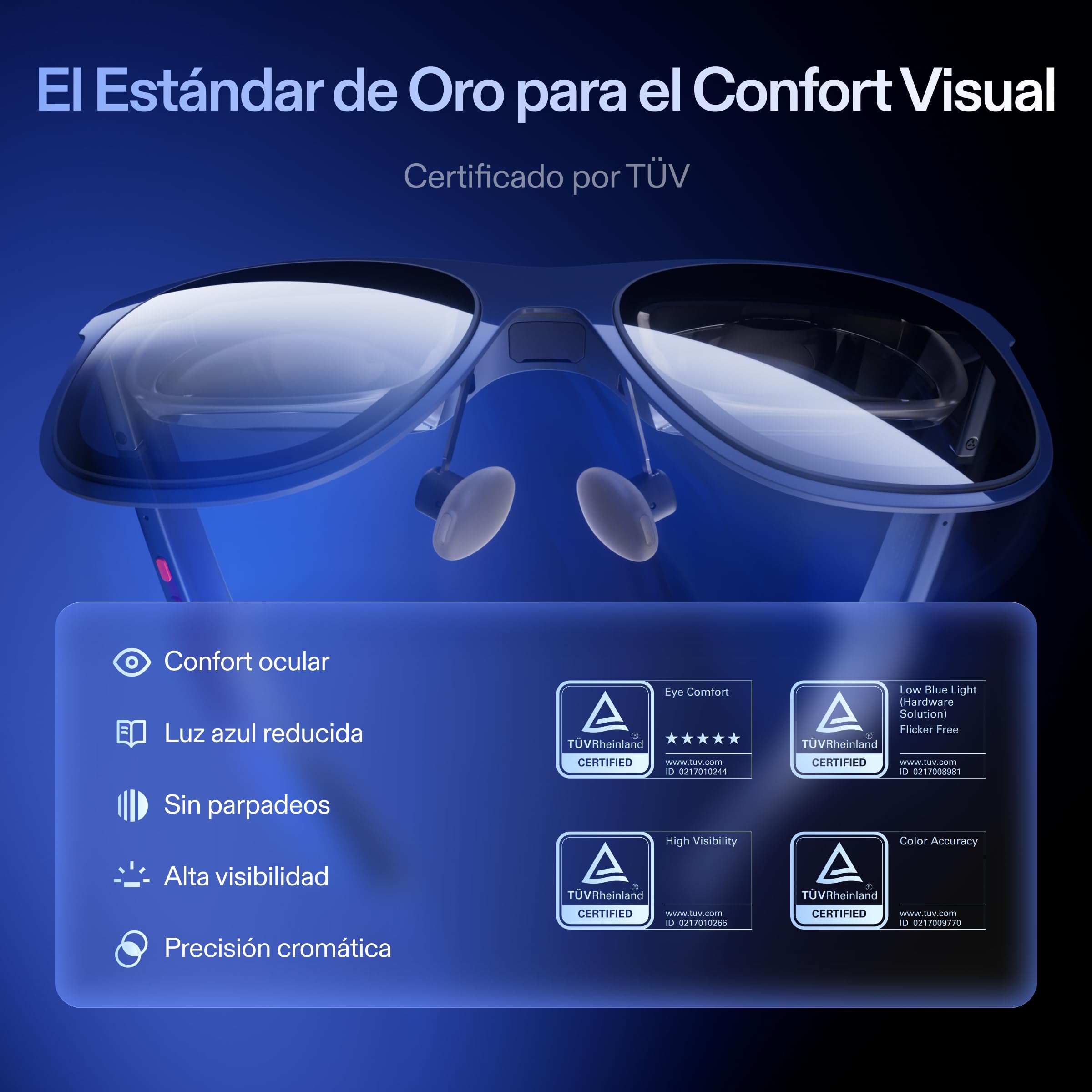 XREAL 1S AR/XR Gafas, Gafa Realidad Aumentada, 500" Pantalla Virtual, Campo Visión 52°, 3DoF Nativos, Real 3D, X1 Chip, Compatibles Dispositivos USB-C DP y iPhone17/16/15, ROG/SteamDeck