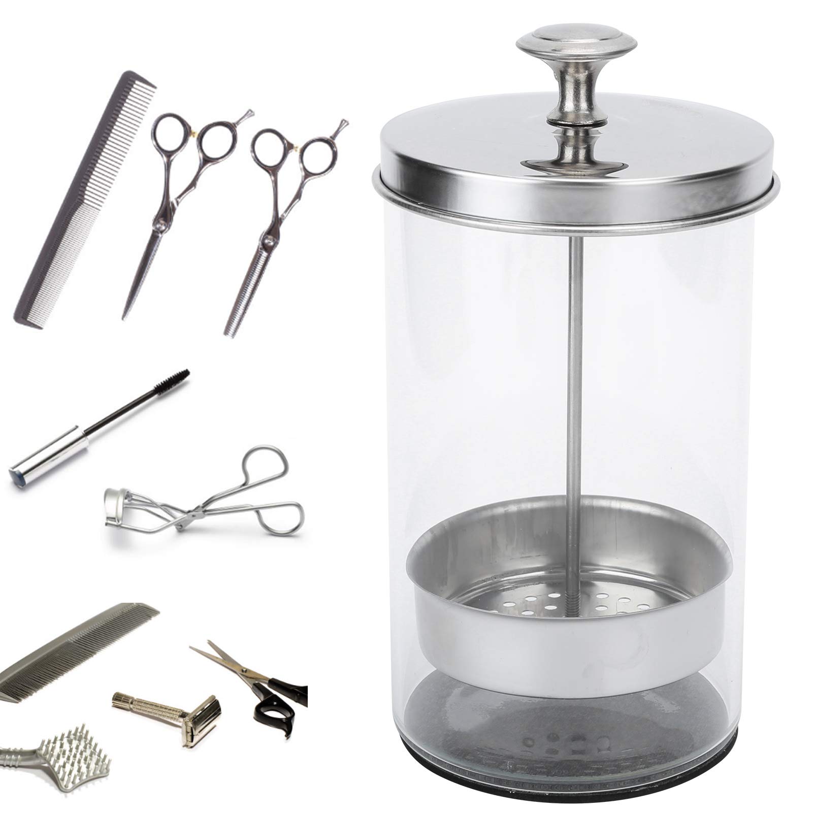 Outils de manucure professionnels pot de trempage de désinfection, salon de coiffure outils de coiffure peignes à ciseaux bouteilles de nettoyage en verre (650 ml)
