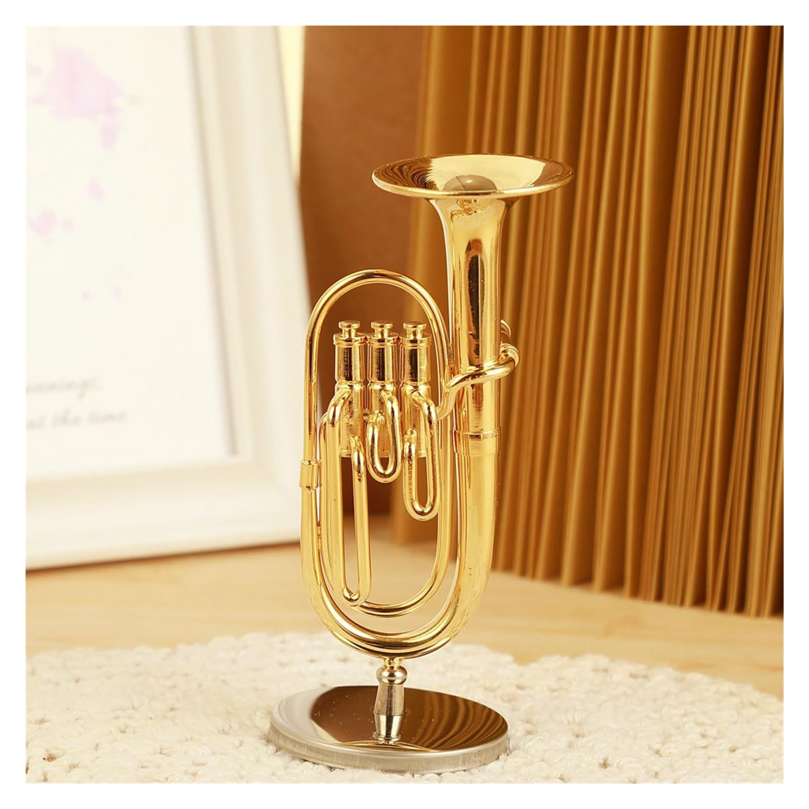 Model Mini Instrumentu Muzycznego Model Instrumentu Dętego Trąbka Waltornia Puzon Saksofon Flet Klarnet Fagot Ozdoby Modelowe(10cm b)