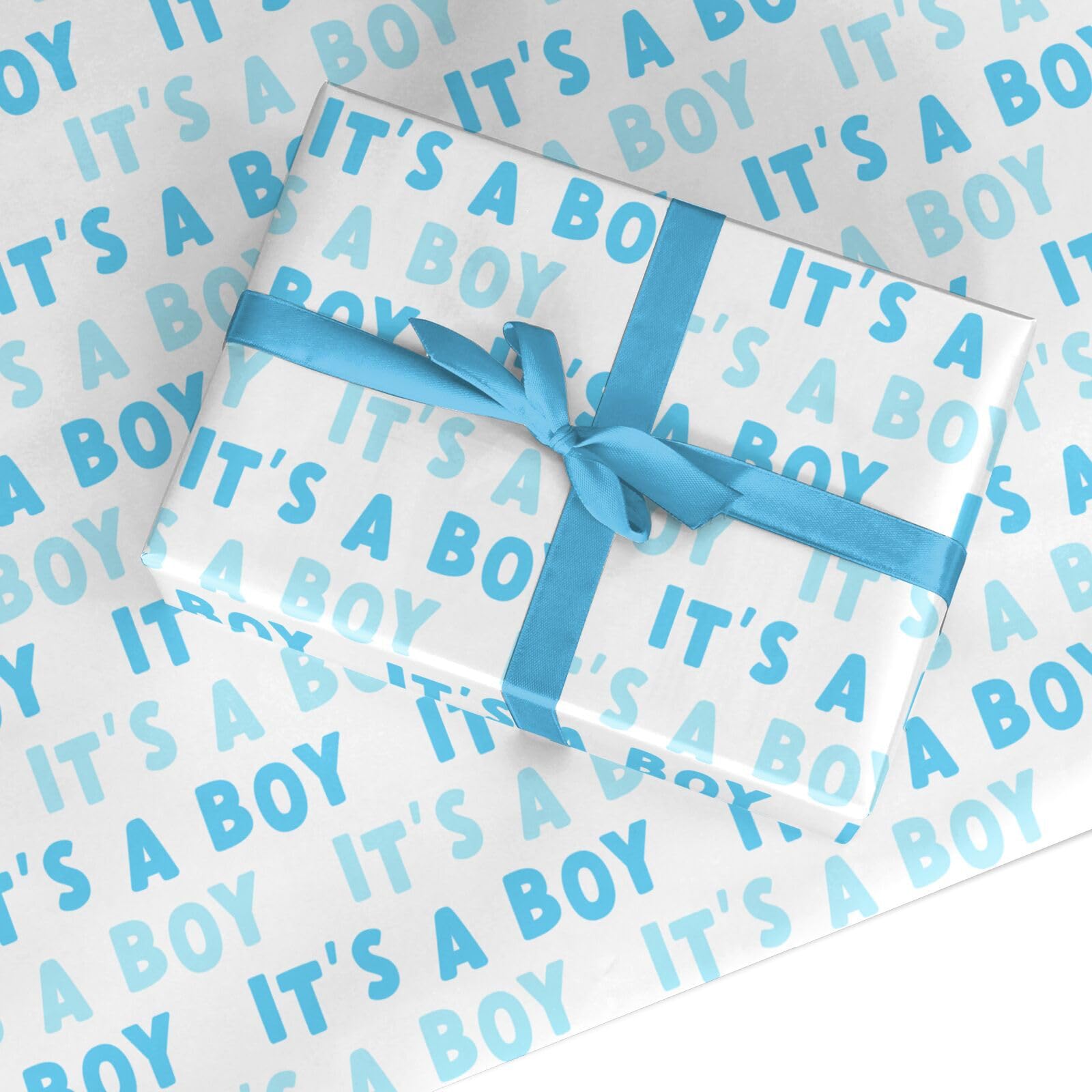 It's a Boy Baby Shower Wrapping Paper Gift Wrap – Recyclable New Baby, Christening, Birth Announcement & Party Present Wrap – Eco Friendly Gift Paper by Dyefor - Large Roll (50cm x 3.6m)