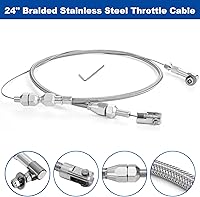 Vista 6 de Spurtar Cable de acelerador universal de 24 pulgadas de acero inoxidable trenzado, kit de bloqueo con montaje y virola de aluminio, cable