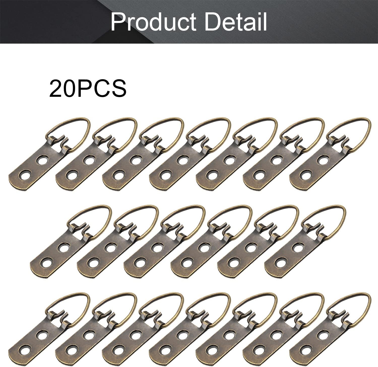 Nails for Hanging Pictures,Picture Hooks 50PCS Ring Picture Frame Buckle 2.13" x 0.63" Bronze Tone Assortment Kit for Home Decoration Picture Frames Photo Hanging Solutions(20Pcs)