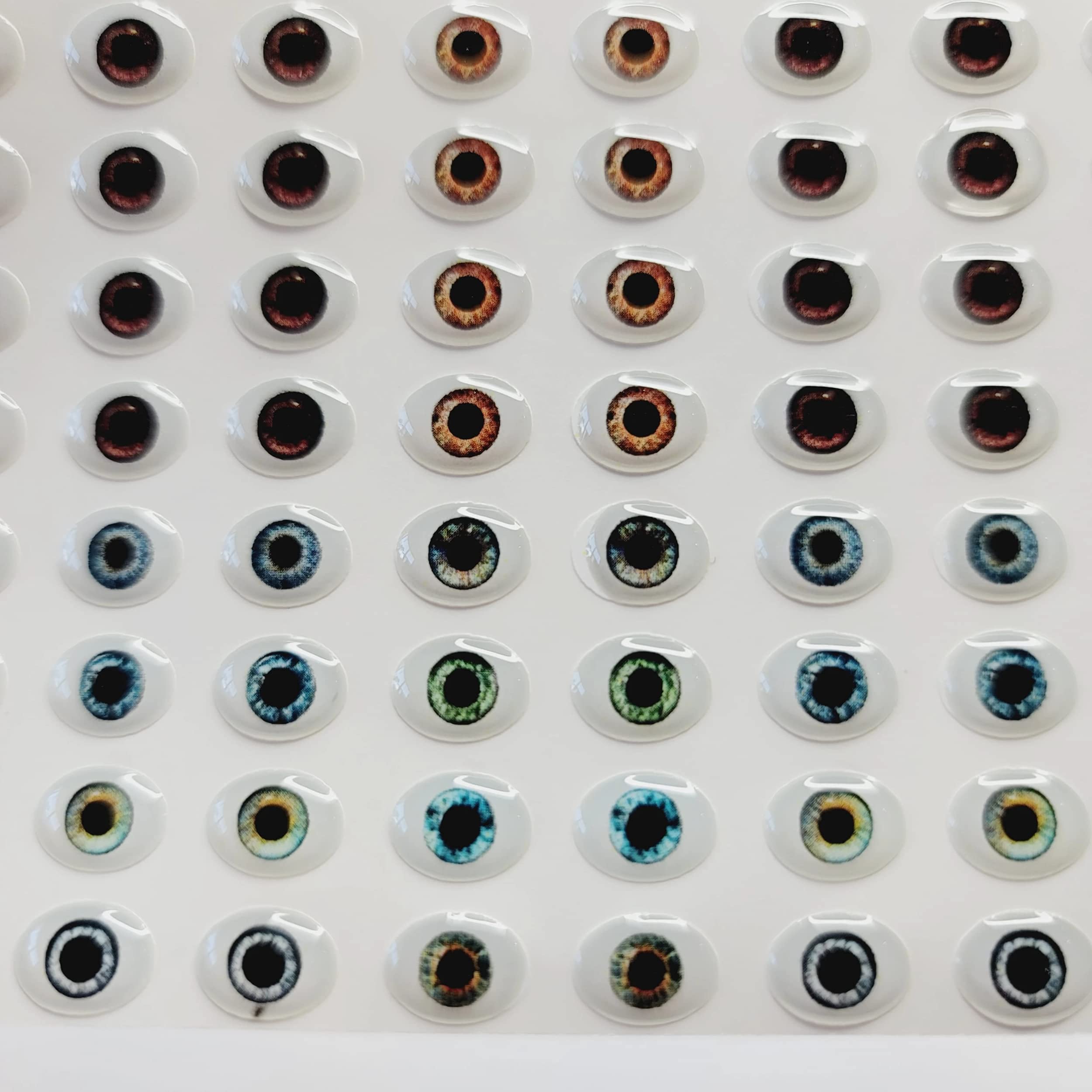 Adhesive Resin Eyes for Clays Multicolor STY Realistic MED #2 10mm 56 Pairs