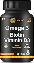 ClearCut Omega 3 Fish Oil, Biotin, Vitamin D3 Softgel Capsule 60 for men women healthy Heart Hair Skin
