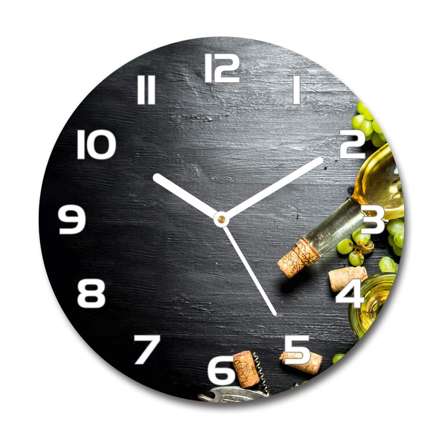 Horloge en verre rond 30cm pour salon silencieuse decor vin et fruits