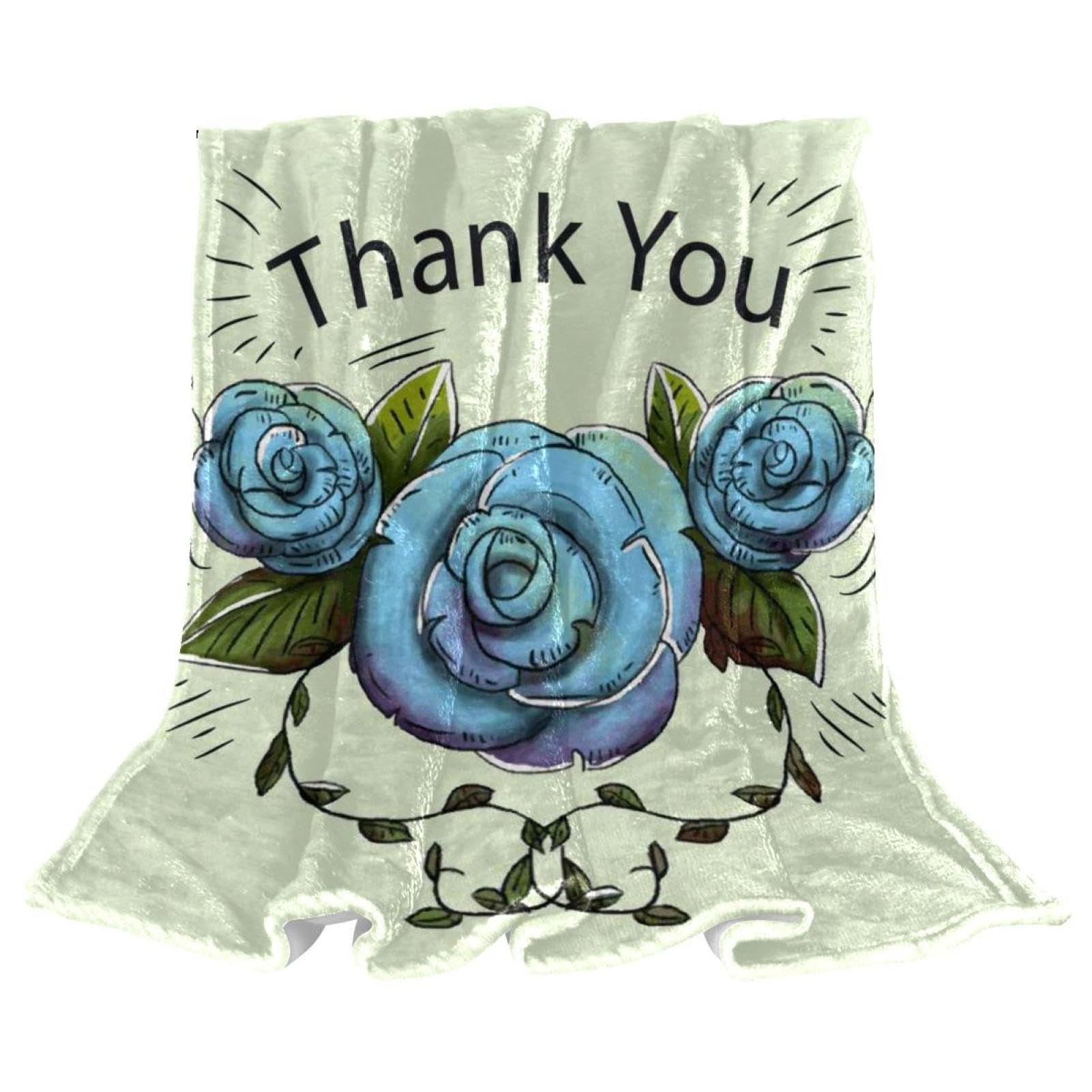 Plaid couverture polaire fleurs bleues chaude et douce pour lit et divan