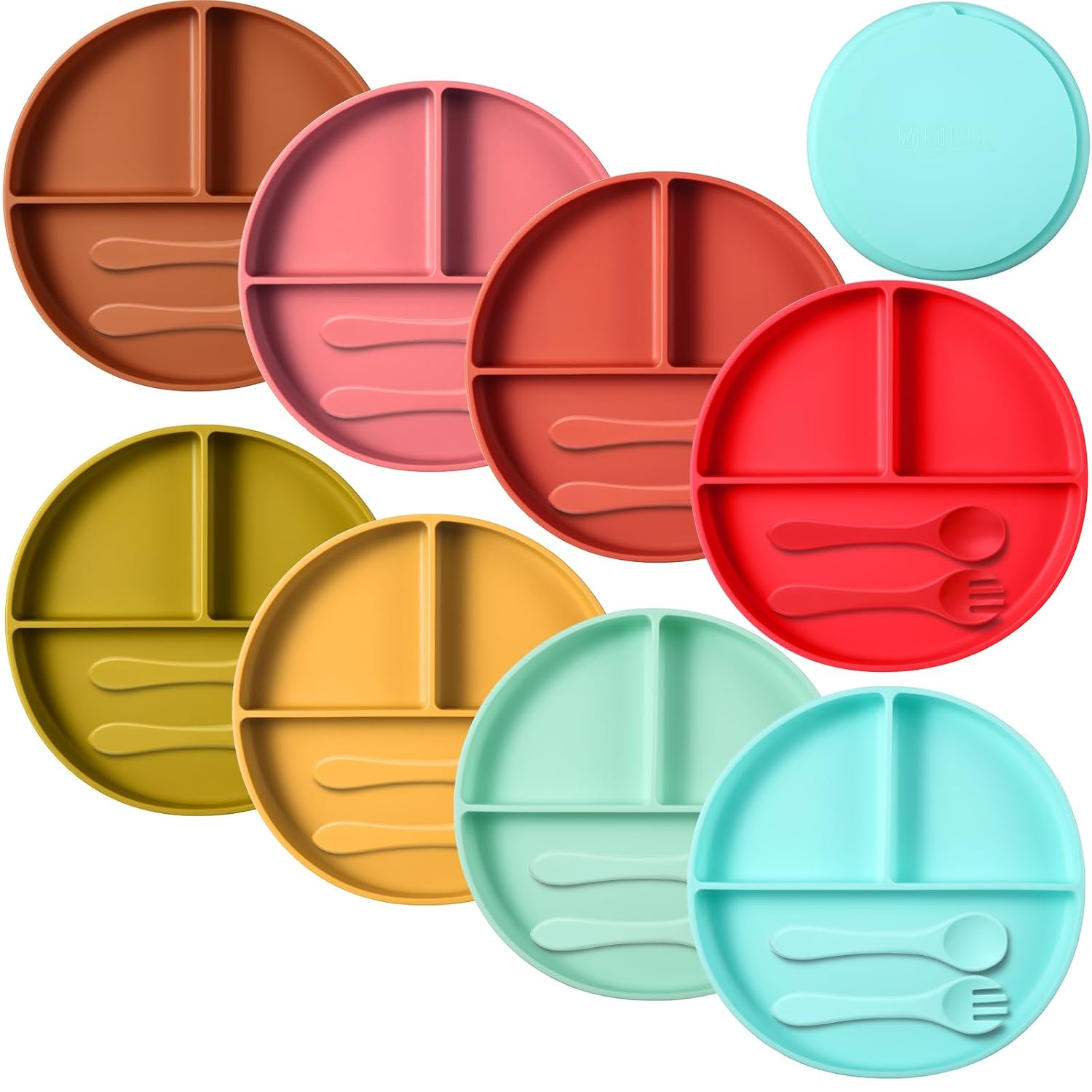 Tanlade 8 Packs Suction Plate for Toddlers Baby Plates with