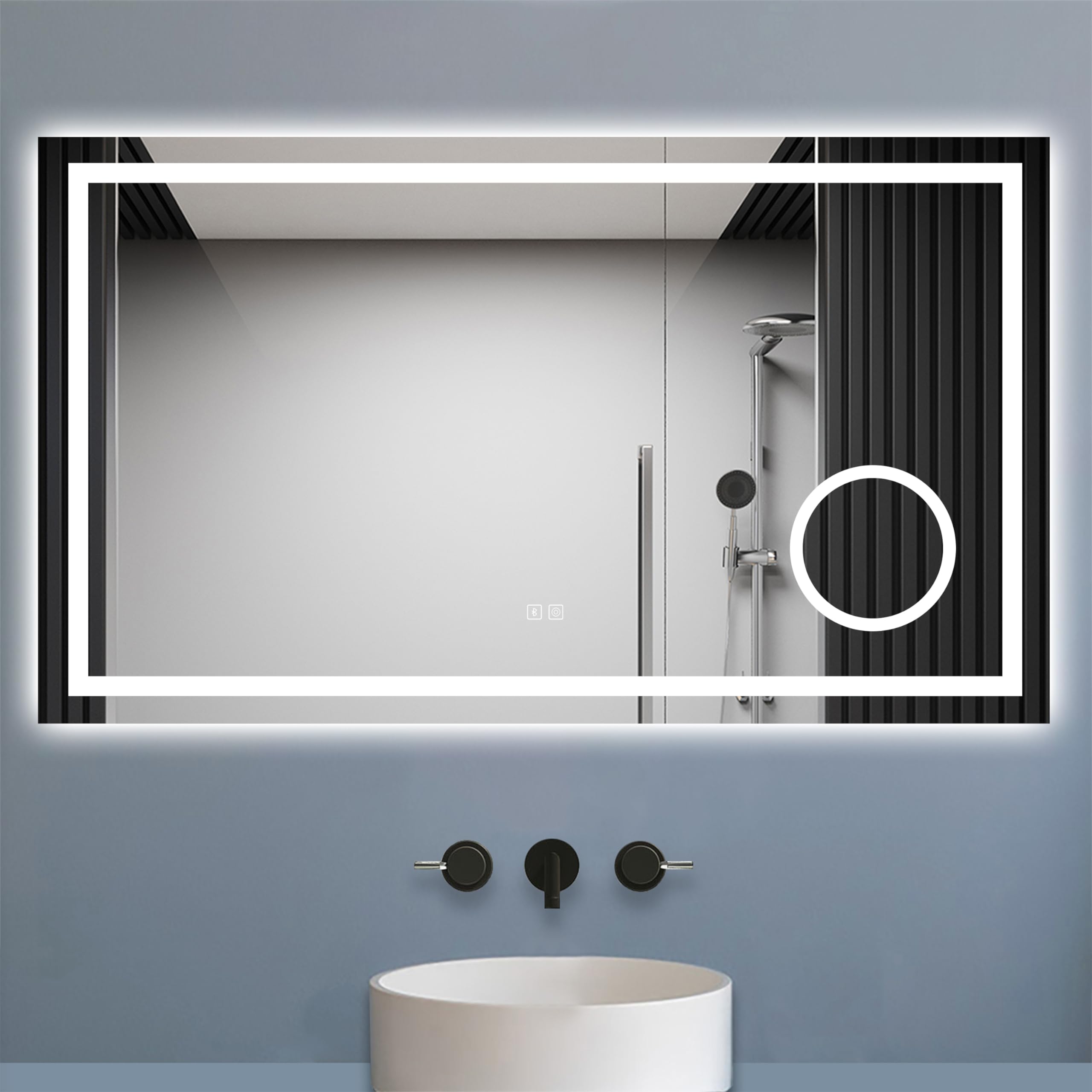 Biubiubath Espejo de baño LED 140×80cm + Espejo de Aumento + Bluetooth