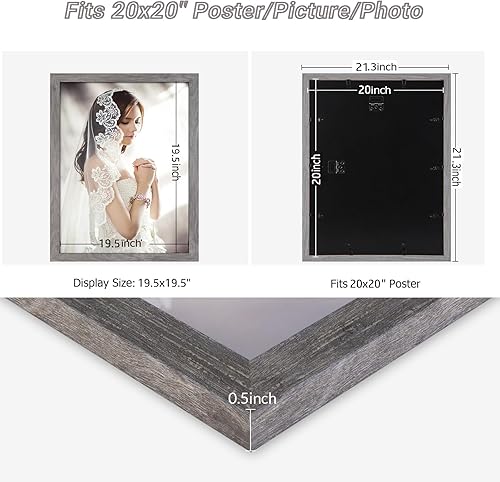 Vista 625 de Marco gris rústico de 18 x 24 pulgadas, marco para póster de 18 x 24 pulgadas, color gris envejecido, grande, retro, natural, 24 x 18 pulgadas