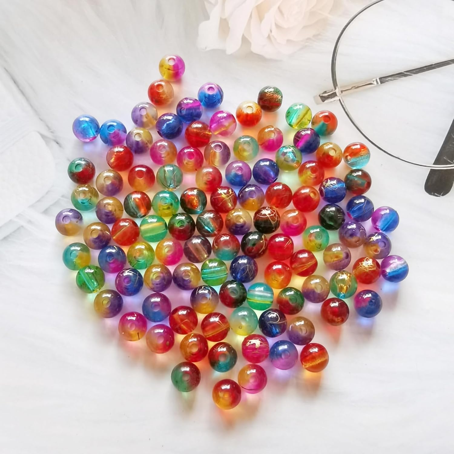 Xeahung 200PCS Colored Acrylic Crystal Beads Round Loose Beads Charms for Jewelry Making Bracelets Earring Necklace Adults Beading DIY Art Craft Projects Christmas Ornament Birthday Gifts, 8mm (200) - Image 5