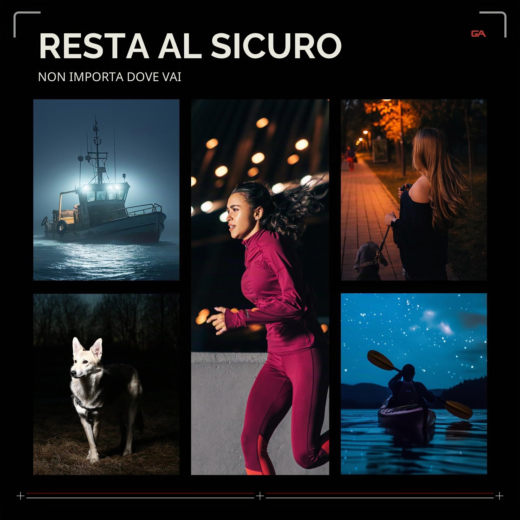 Guardian Angel Luci di sicurezza serie Micro (tutte bianche anteriori e posteriori bianche) | Torcia LED ricaricabile e indossabile a mani libere per passeggiate con cani, corsa, ciclismo, barca e
