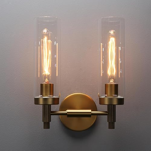 Miniatura 14 de Phansthy Lámpara de pared industrial rústica con pantalla tubular de vidrio transparente de 3.14 pulgadas/8cm (aplique individual antiguo)