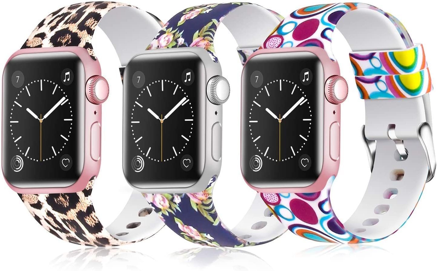 Silicone Watch Band Compatible with Apple Watch Band 38mm 40mm 41mm 42mm 44mm 45mm 49mm, Soft Silicone Replacment Sport Bands for iWatch Series 10 9 8 7 6 5 4 3 2 1 SE Ultra 2