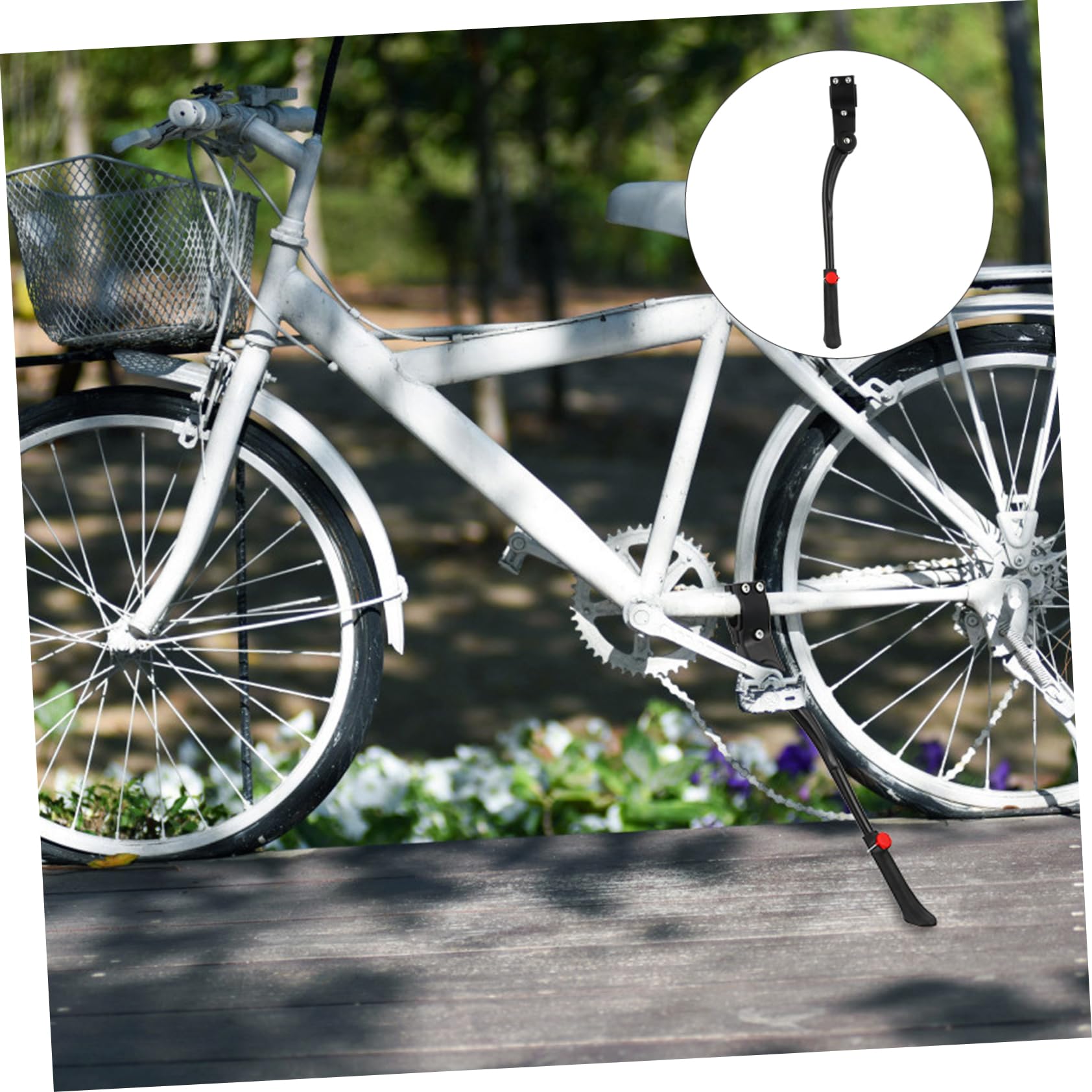 HANABASS Bike Kickstand Adjustable Single Leg Support for Mountain and Road Bikes Easy Install with Non Slip Sole Durable Design for Parking Racks