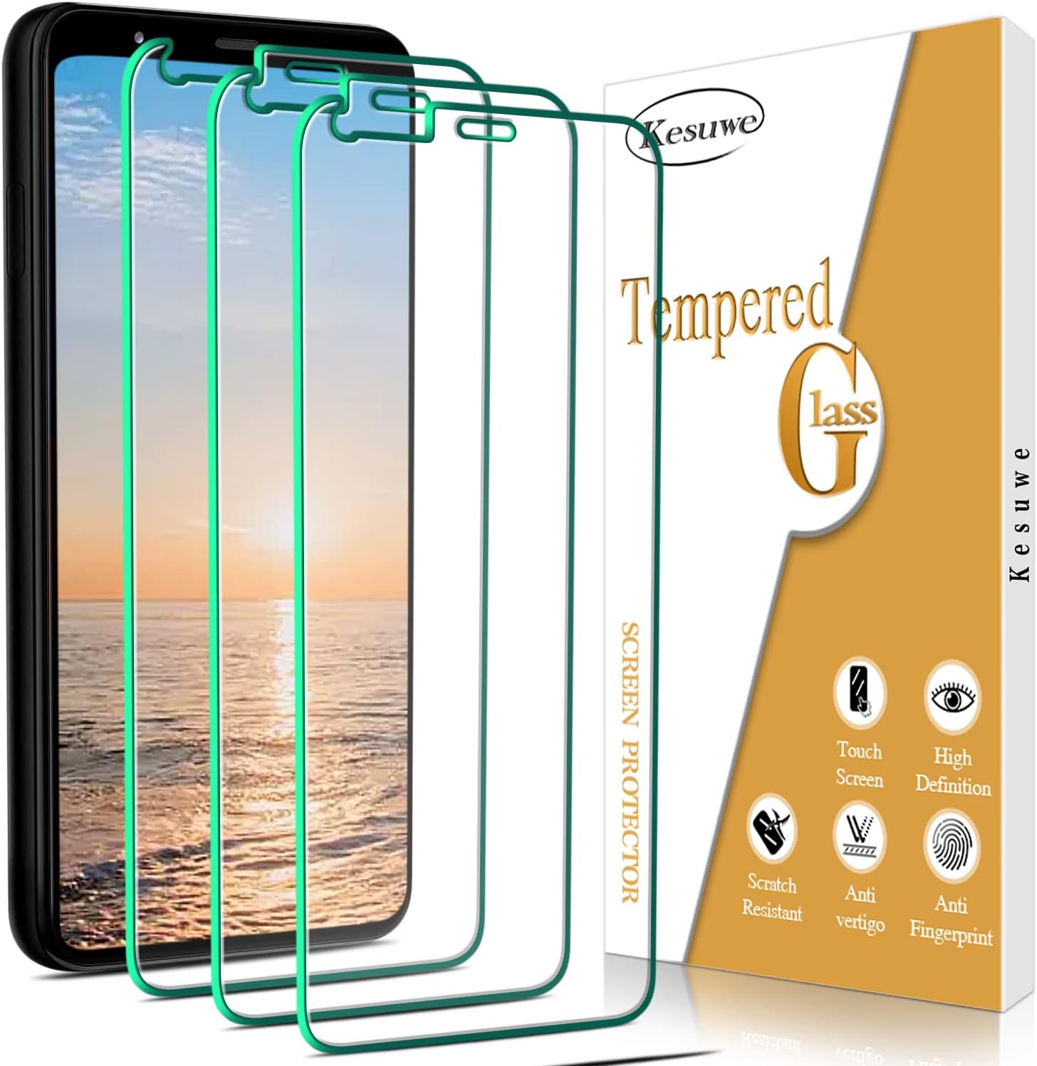 Kesuwe [3-Pack Screen Protector For Google Pixel 4 Tempered Glass, HD Clear, 9H Hardness, Anti-Scratch No-Bubble, Easy to install