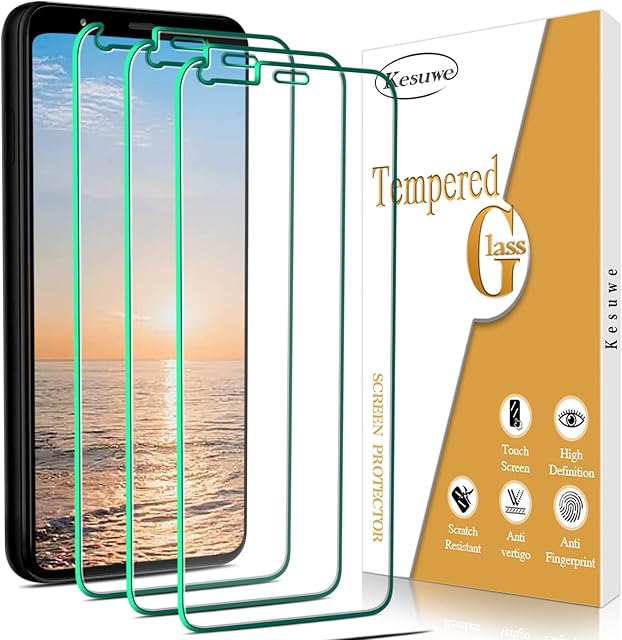 Kesuwe [3 Pack] Screen Protector for Google Pixel 4 Tempered Glass, Anti Scratch, 9H Hardness, 0.33mm Ultra Transparent, HD Clear, Bubble Free, Case Friendly, Easy Installation