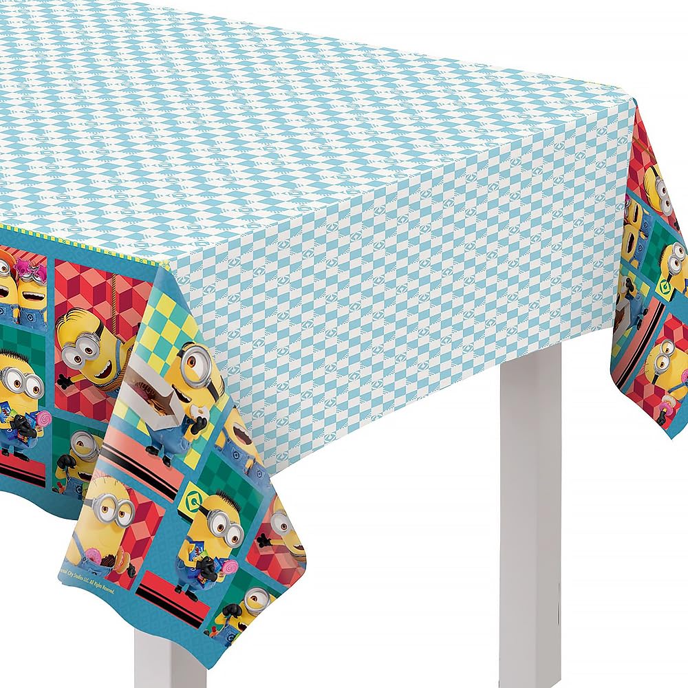 amscan Multicolor Despicable Me Plastic Table Cover (54" x 96") Pack of 1 - Perfect for Birthdays & Kids' Parties