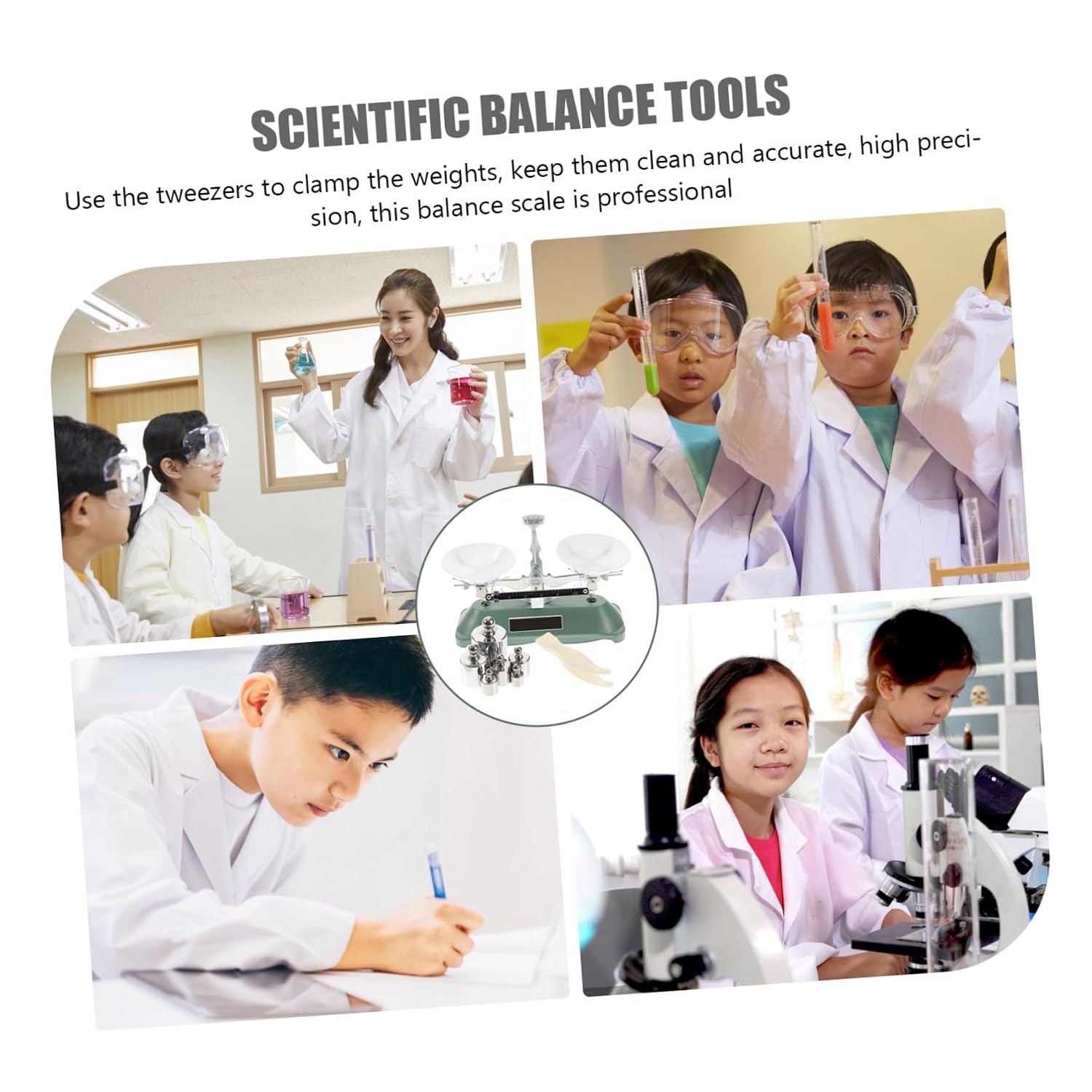 Generic Laboratory Three-Rod Balance Scale 200g/0.2g Mechanical Portable Scale with 6 Weights and Tweezers for Teaching Tools and Science Experiments