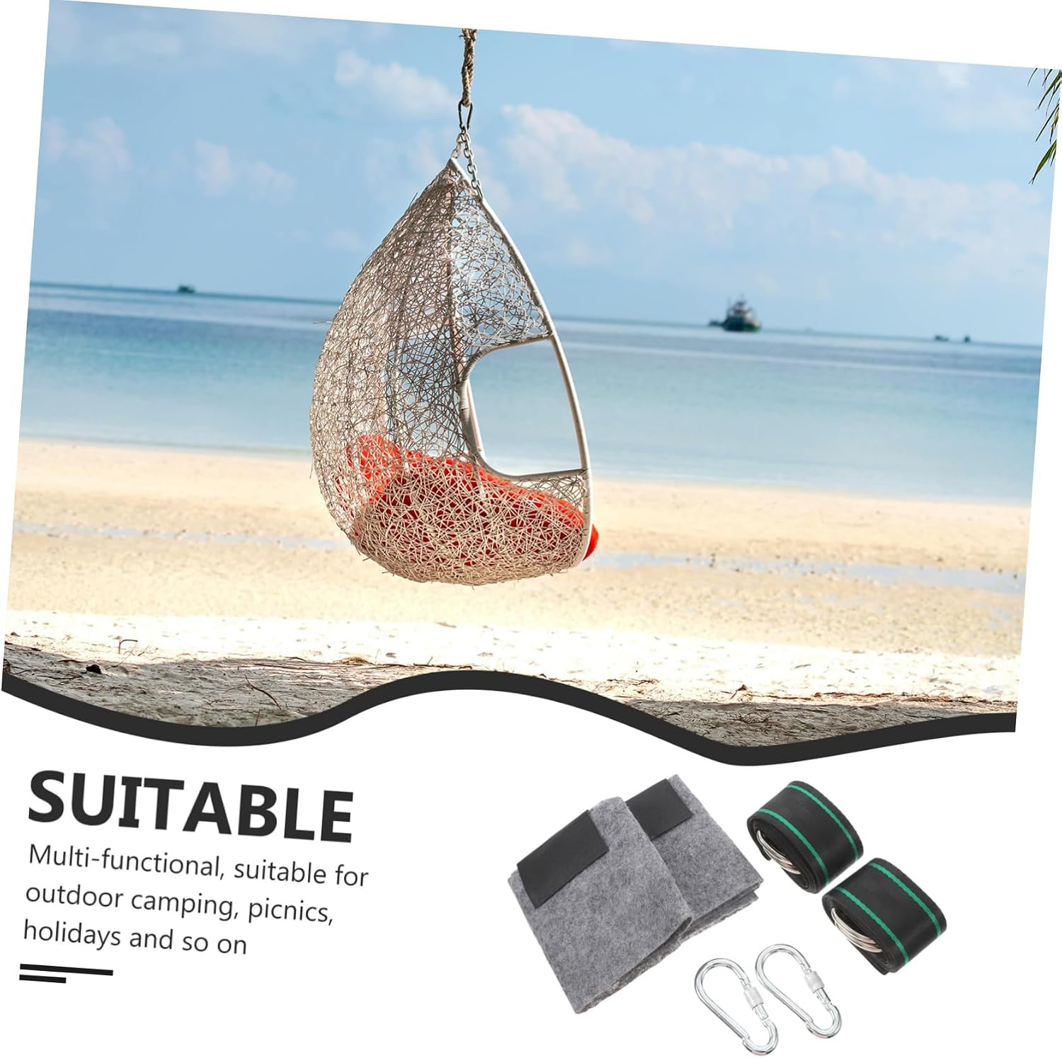 VICASKY 1 Set Heavy Duty Tree Swing Strap Hammock Hangers with Reinforced Stitching Durable Outdoor Climbing Ropes for Tree Swings and Hammocks