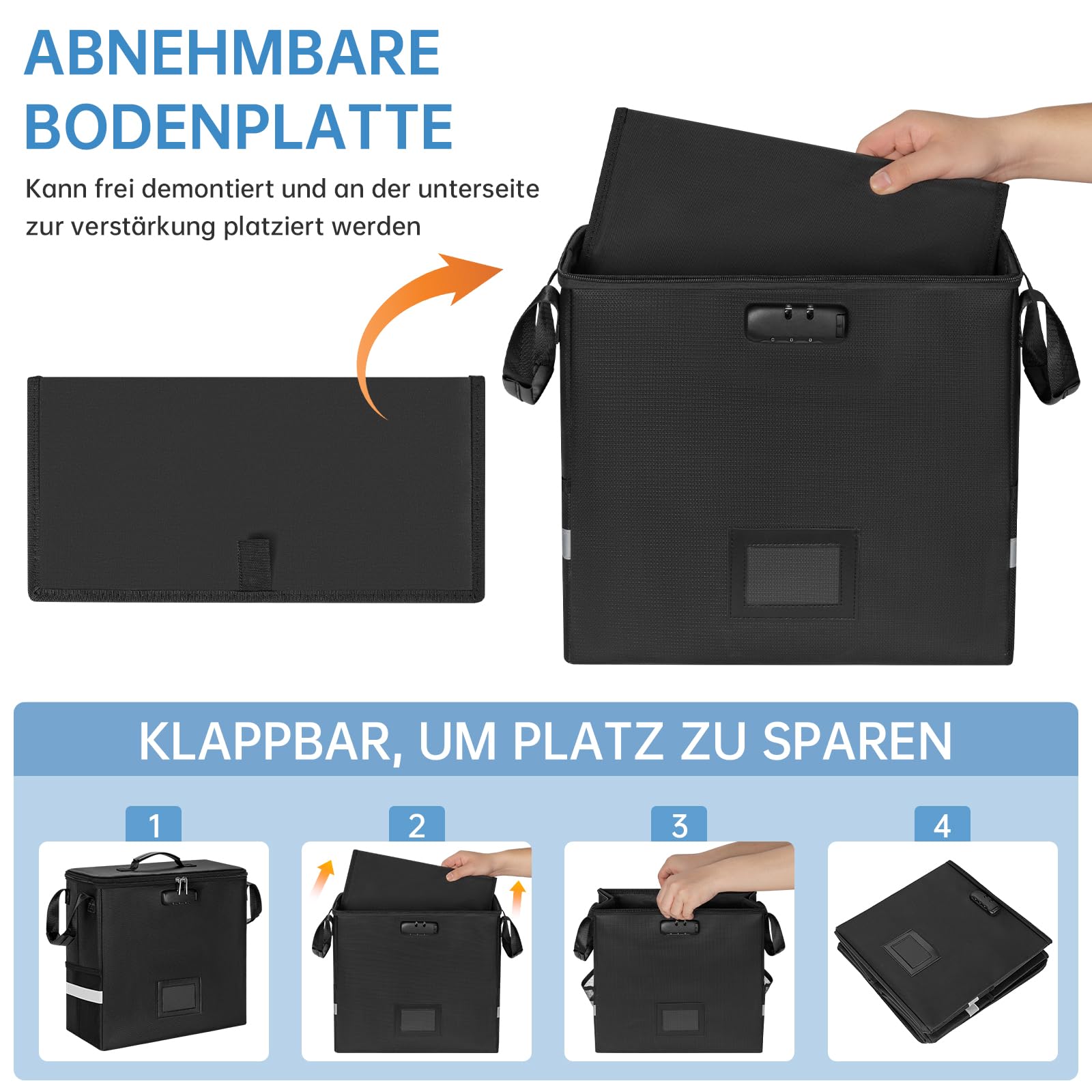 OUUTMEE Feuerfeste Vinyl-Schallplatten-Aufbewahrungsbox mit Schloss, wasserfeste Klappbare LP-Schallplatten-Aufbewahrung für 12" Schallplatten, Hält bis zu 30+ einzelne Schallplatten, Klein