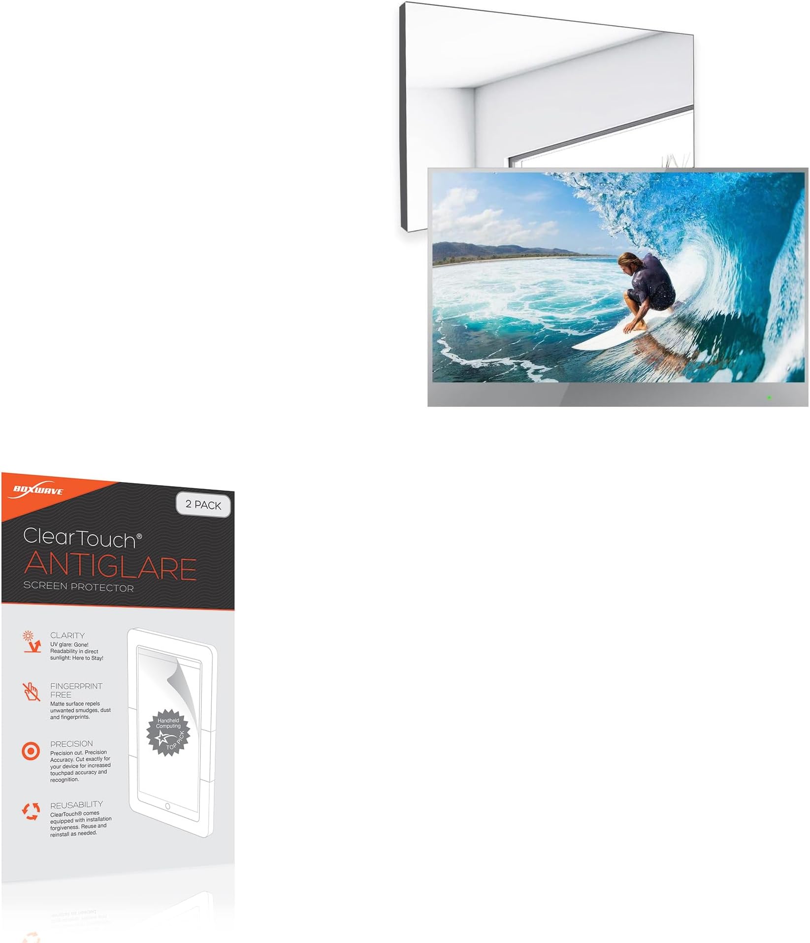 BoxWaveScreen Protector Compatible with elecsung 22 in Smart Mirror Bathroom TV - ClearTouch Anti-Glare (2-Pack), Anti-Fingerprint Matte Film Skin