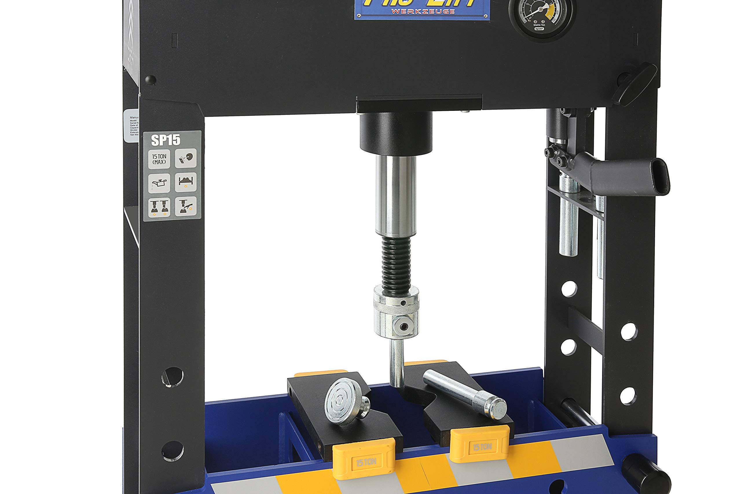 Hydraulik-Presse 15t Werkstattpresse Tischpresse manuell blau Industrie-Presse Handpumpe umformen Shop-Press Abkantpresse + 8 Druckstücke