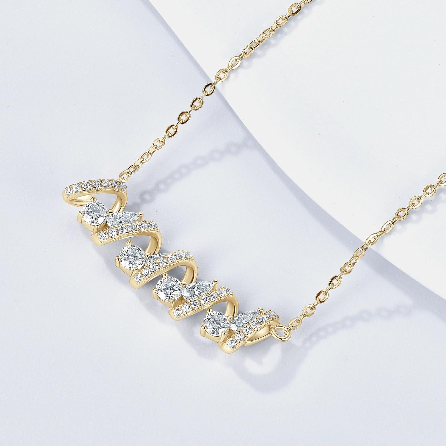 Pear Moissanite Pendant Necklace, 1.0CTTW D Color VVS1 Pear & Round Cut Moissanite 925 Sterling Silver Infinity Necklace for Women Birthday Gifts - Image 4