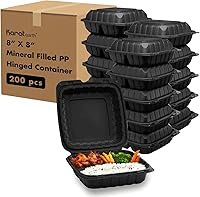 Vista 8 de KARAT EARTH Clamshell - Recipientes de alimentos para llevar [6 x 6 pulgadas - 400 quilates] para llevar, aptos para microondas, congelador
