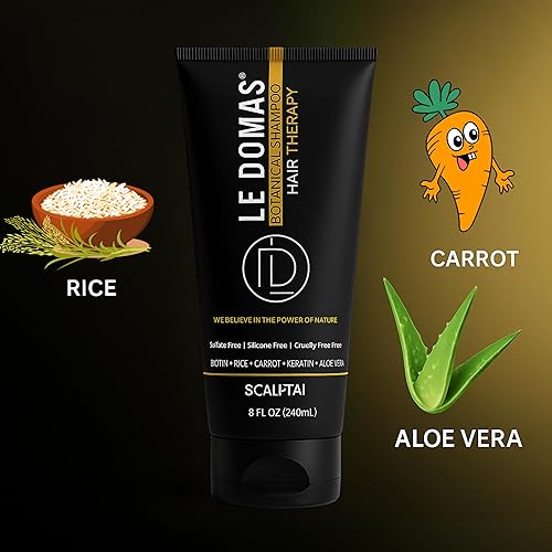 Miniatura 3 de Le Modas Champú botánico para el crecimiento del cabello, champú natural sin sulfato con aloe vera y arroz, anticaspa y apoyo contra la pérdida de