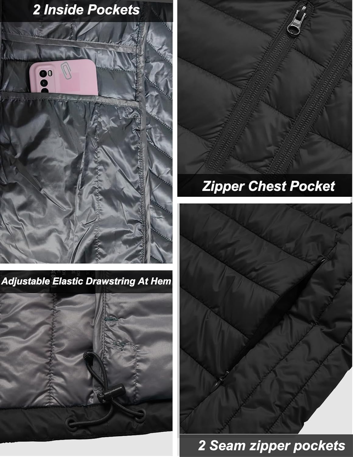 fit space Women's Puffer Jacket Synthetic Insulated Down Quilted Lightweight Coat with Hooded Water Resistant Packable - Image 5