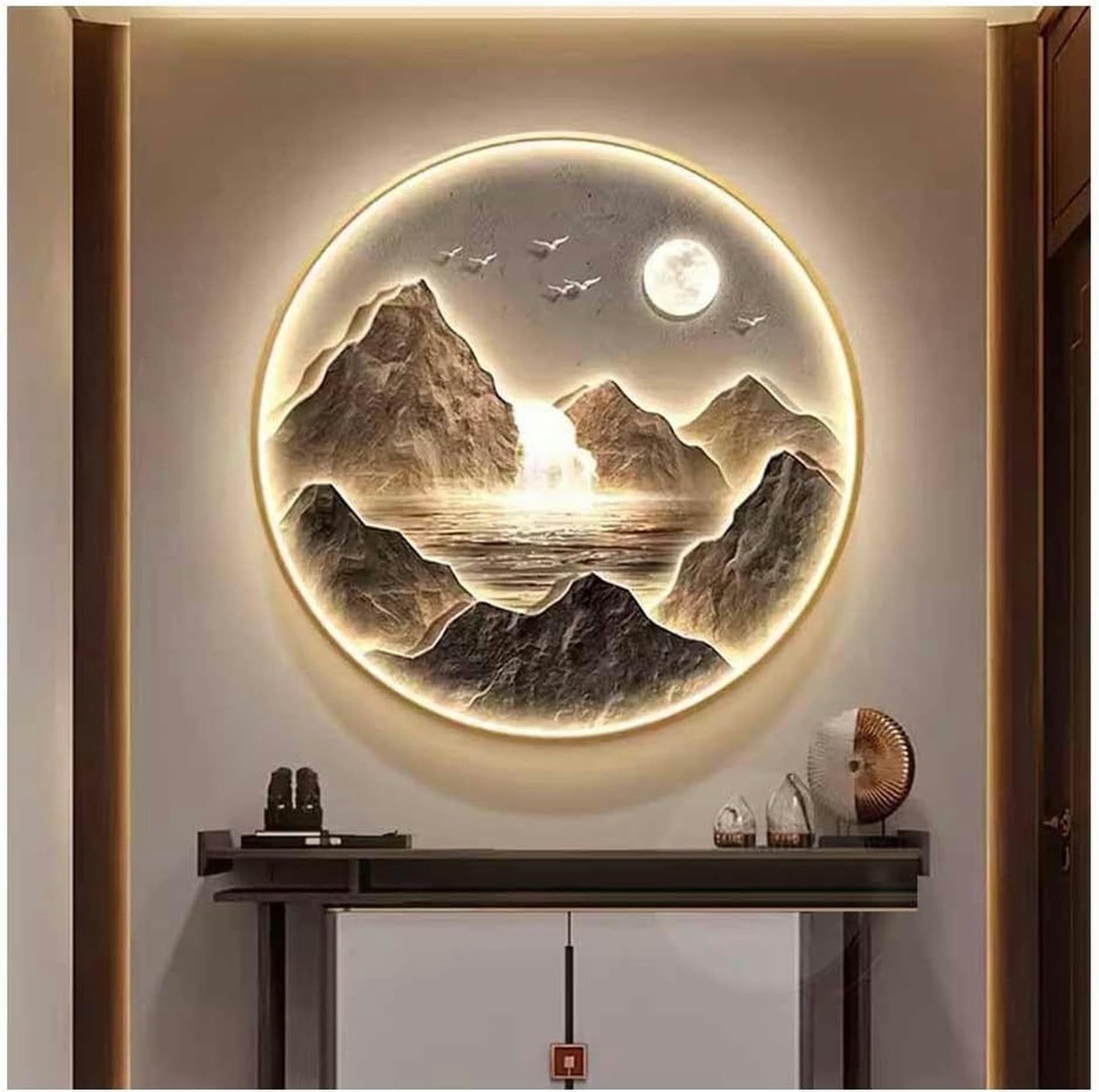 Amazon.co.jp: 3Dの壁の彫刻絵画の吊り下げ、紹介された光、壁の彫刻の