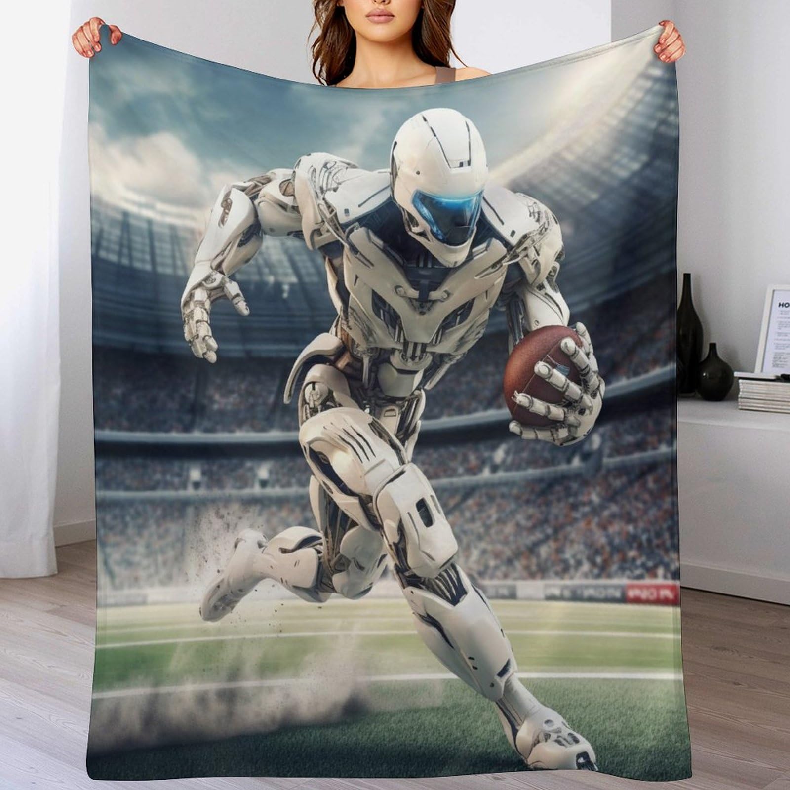 Couverture rugby douce 150x200cm pour canapé : plaid douillet sport
